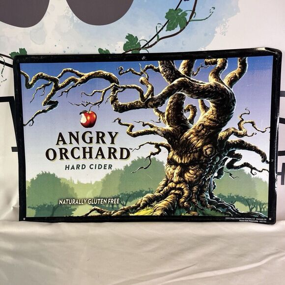 Angry Orchard Hard Cider 2012 11.5x18” Tin Tacker Bar Sign 7.6oz - Picture 1 of 5